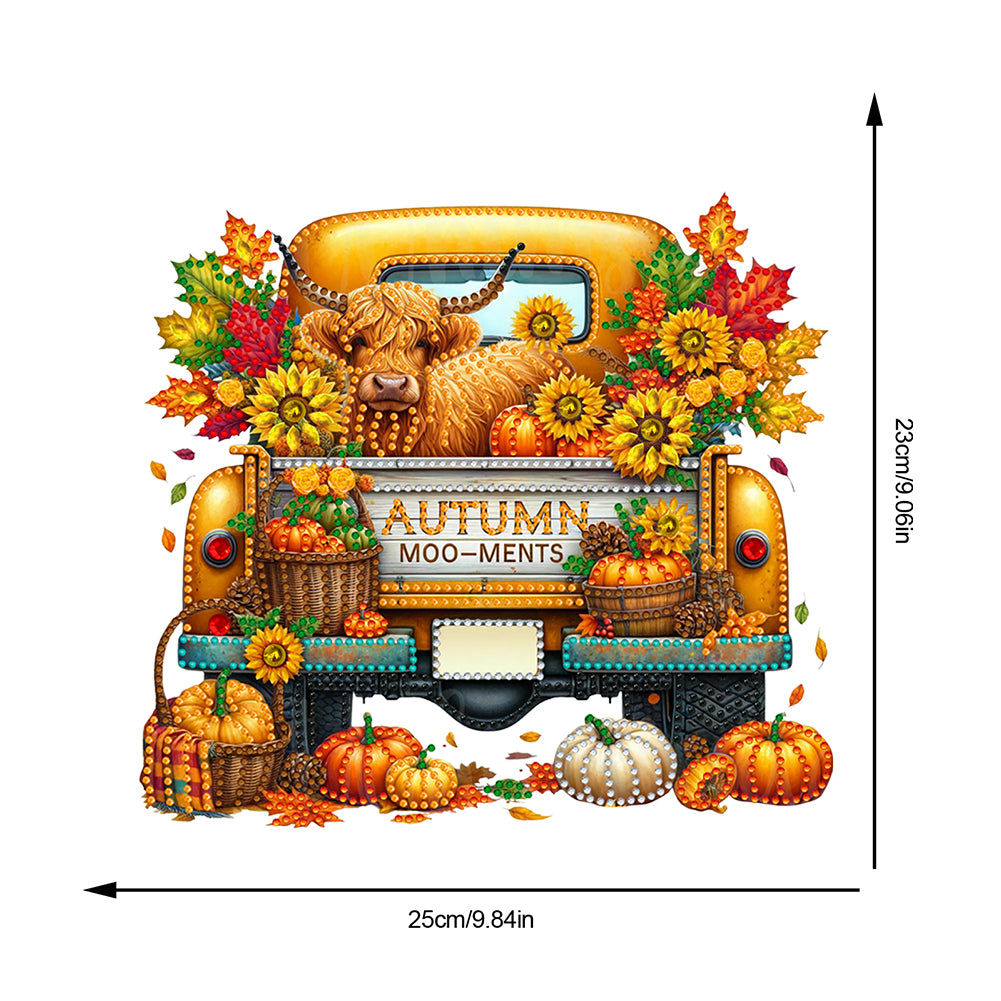 2PCS Pumpkin Car Theme 2D/Flat DIY Diamond Painting Set Hanging Diamond Art Kits