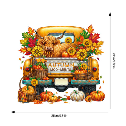 2PCS Pumpkin Car Theme 2D/Flat DIY Diamond Painting Set Hanging Diamond Art Kits