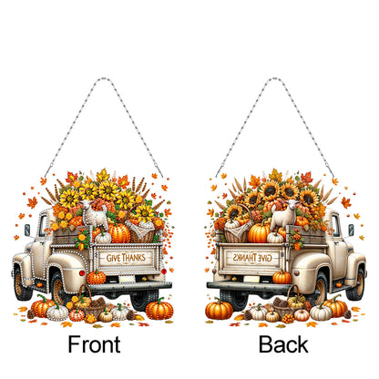 2PCS Pumpkin Car Theme 2D/Flat DIY Diamond Painting Set Hanging Diamond Art Kits