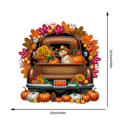 2PCS Pumpkin Car Theme 2D/Flat DIY Diamond Painting Set Hanging Diamond Art Kits