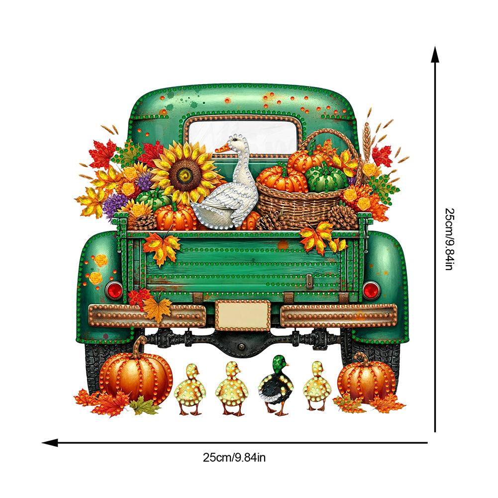 2PCS Pumpkin Car Theme 2D/Flat DIY Diamond Painting Set Hanging Diamond Art Kits