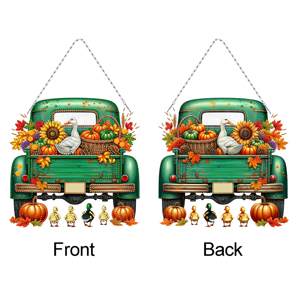 2PCS Pumpkin Car Theme 2D/Flat DIY Diamond Painting Set Hanging Diamond Art Kits