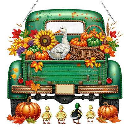2PCS Pumpkin Car Theme 2D/Flat DIY Diamond Painting Set Hanging Diamond Art Kits