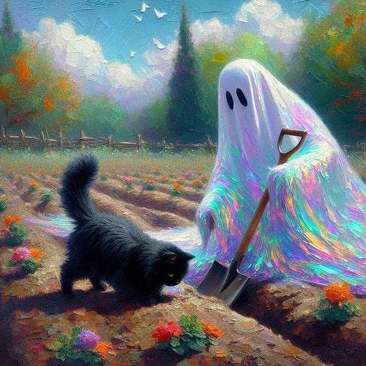 Halloween Ghost And Cat - Full Round Drill Diamond Painting 40*40CM