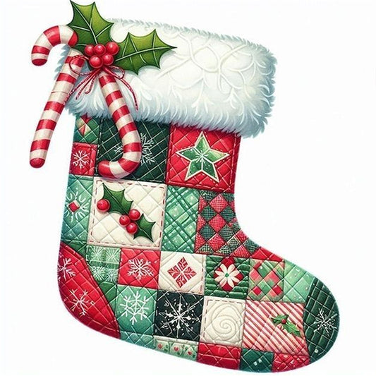 Patchwork Christmas Stockings - 11CT Stamped Cross Stitch 40*40CM