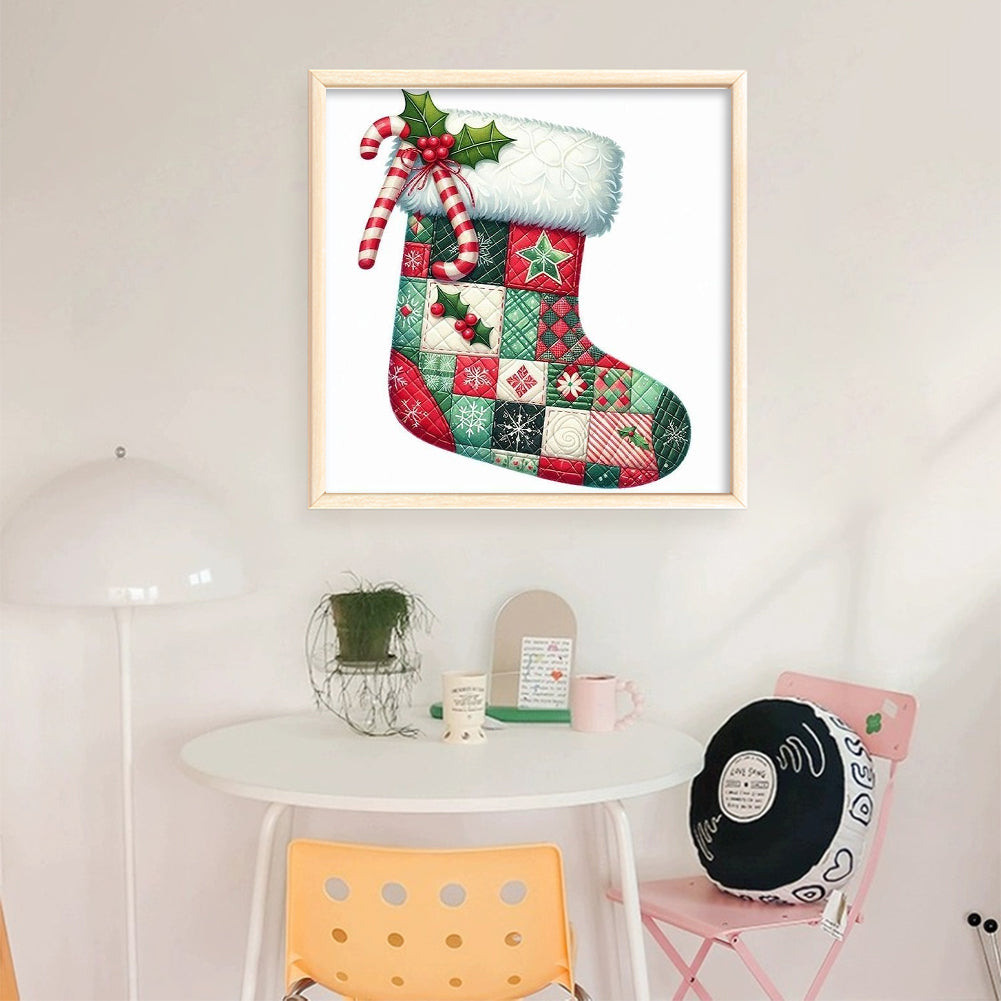 Patchwork Christmas Stockings - 11CT Stamped Cross Stitch 40*40CM