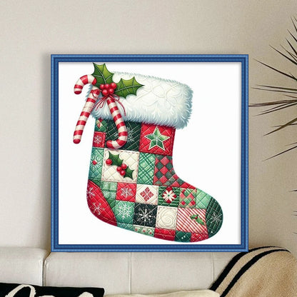 Patchwork Christmas Stockings - 11CT Stamped Cross Stitch 40*40CM
