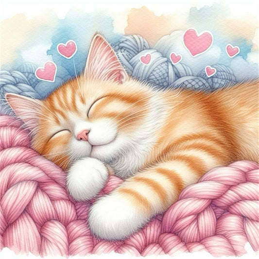 Sleeping Cat - 11CT Stamped Cross Stitch 40*40CM
