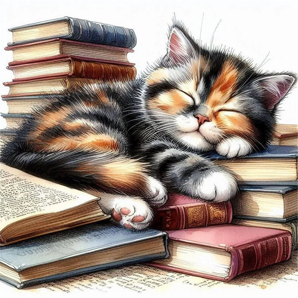 Books And Cats - 11CT Stamped Cross Stitch 40*40CM
