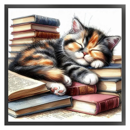 Books And Cats - 11CT Stamped Cross Stitch 40*40CM