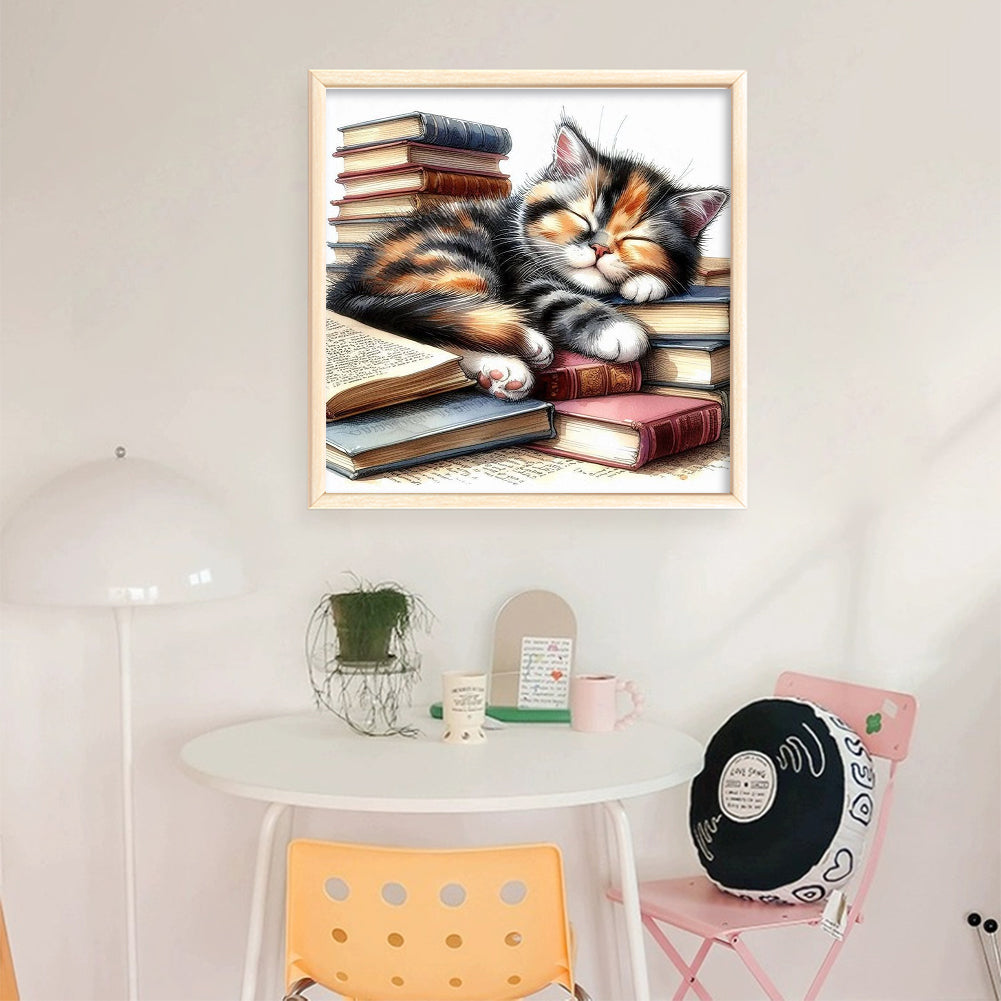 Books And Cats - 11CT Stamped Cross Stitch 40*40CM