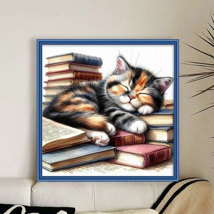Books And Cats - 11CT Stamped Cross Stitch 40*40CM