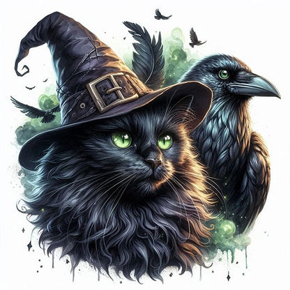 Cat And Crow - 11CT Stamped Cross Stitch 40*40CM