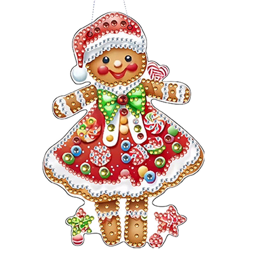 4pcs Christmas 2D Flat DIY Diamond Art Pendant Window Hanging Art for Home Decor