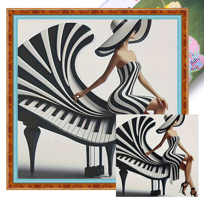 Piano Girl - 11CT Stamped Cross Stitch 40*40CM