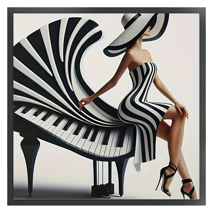 Piano Girl - 11CT Stamped Cross Stitch 40*40CM