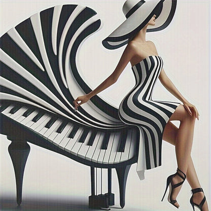 Piano Girl - 11CT Stamped Cross Stitch 40*40CM