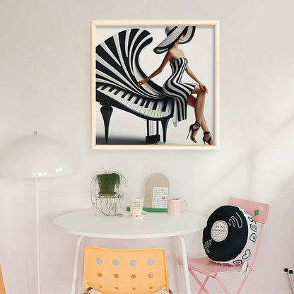 Piano Girl - 11CT Stamped Cross Stitch 40*40CM