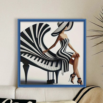 Piano Girl - 11CT Stamped Cross Stitch 40*40CM