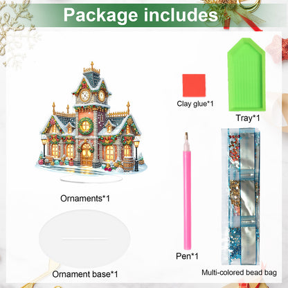 2D Flat Christmas DIY Diamond Painting Desktop Ornaments Kit for Adults Beginner
