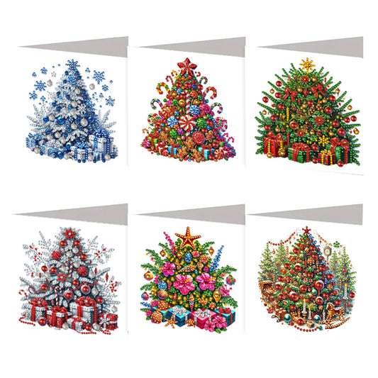 6PCS DIY Rhinestone Diamond Art Mosaic Postcards for Festivals and Celebrations