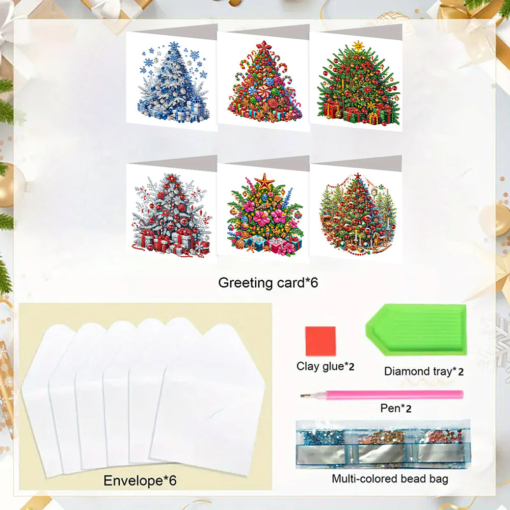 6PCS DIY Rhinestone Diamond Art Mosaic Postcards for Festivals and Celebrations
