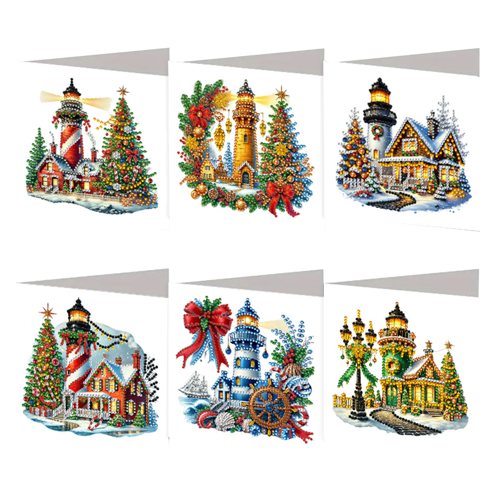 6PCS DIY Rhinestone Diamond Art Mosaic Postcards for Festivals and Celebrations