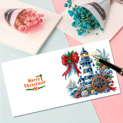 6PCS DIY Rhinestone Diamond Art Mosaic Postcards for Festivals and Celebrations