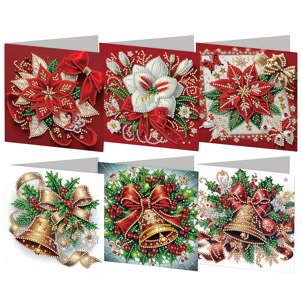 6PCS DIY Rhinestone Diamond Art Mosaic Postcards for Festivals and Celebrations
