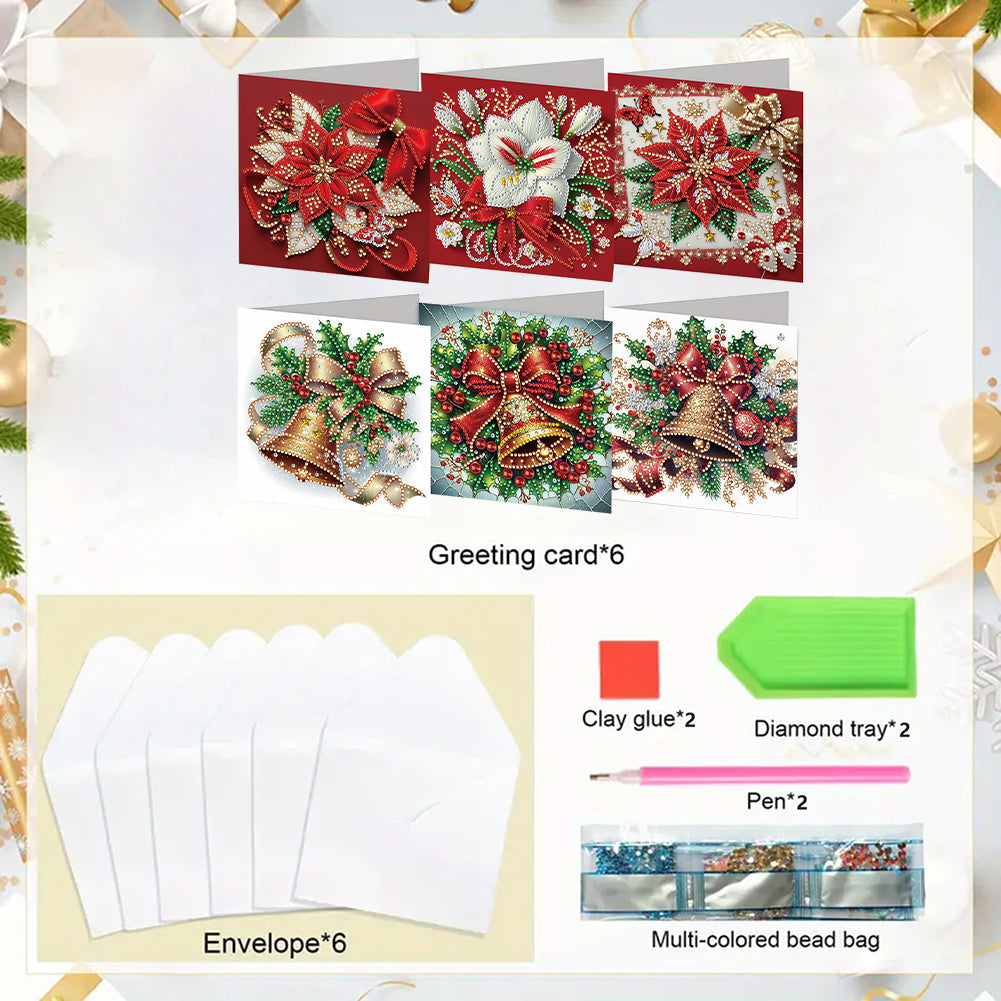 6PCS DIY Rhinestone Diamond Art Mosaic Postcards for Festivals and Celebrations