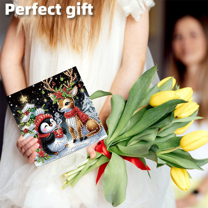 6PCS DIY Rhinestone Diamond Art Mosaic Postcards for Festivals and Celebrations