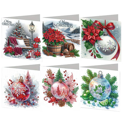 6PCS DIY Rhinestone Diamond Art Mosaic Postcards for Festivals and Celebrations