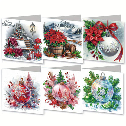 6PCS DIY Rhinestone Diamond Art Mosaic Postcards for Festivals and Celebrations