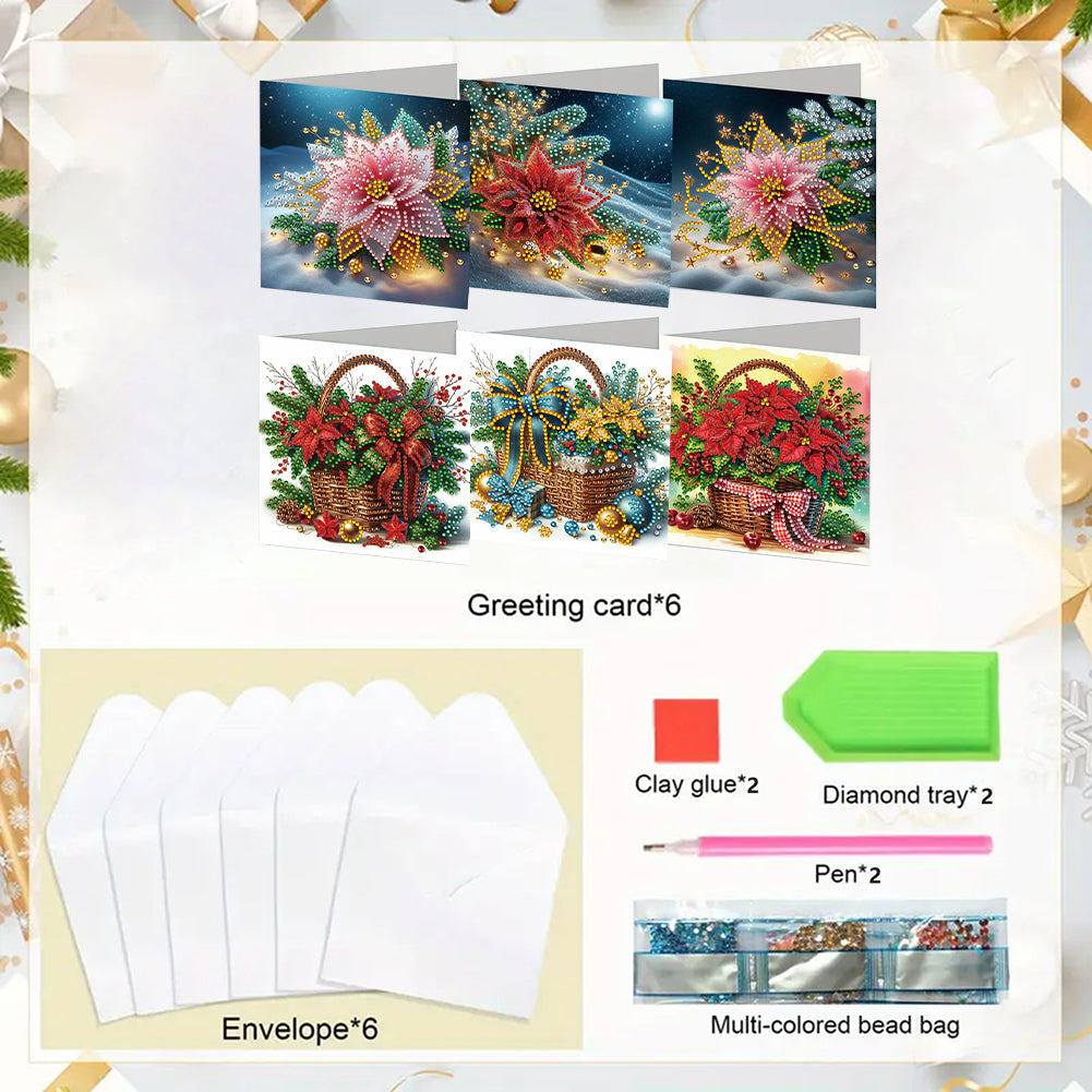 6PCS DIY Rhinestone Diamond Art Mosaic Postcards for Festivals and Celebrations