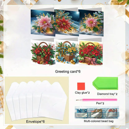 6PCS DIY Rhinestone Diamond Art Mosaic Postcards for Festivals and Celebrations