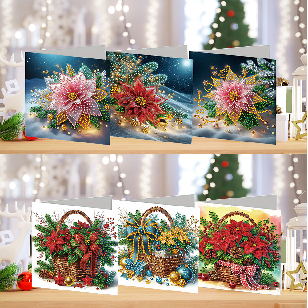 6PCS DIY Rhinestone Diamond Art Mosaic Postcards for Festivals and Celebrations