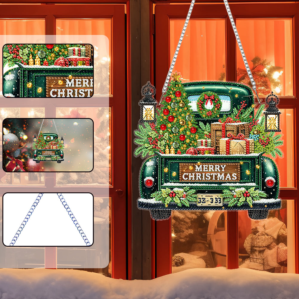Christmas Theme 2D Flat DIY Hanging Diamond Art Kits Home Wall Decoration Crafts