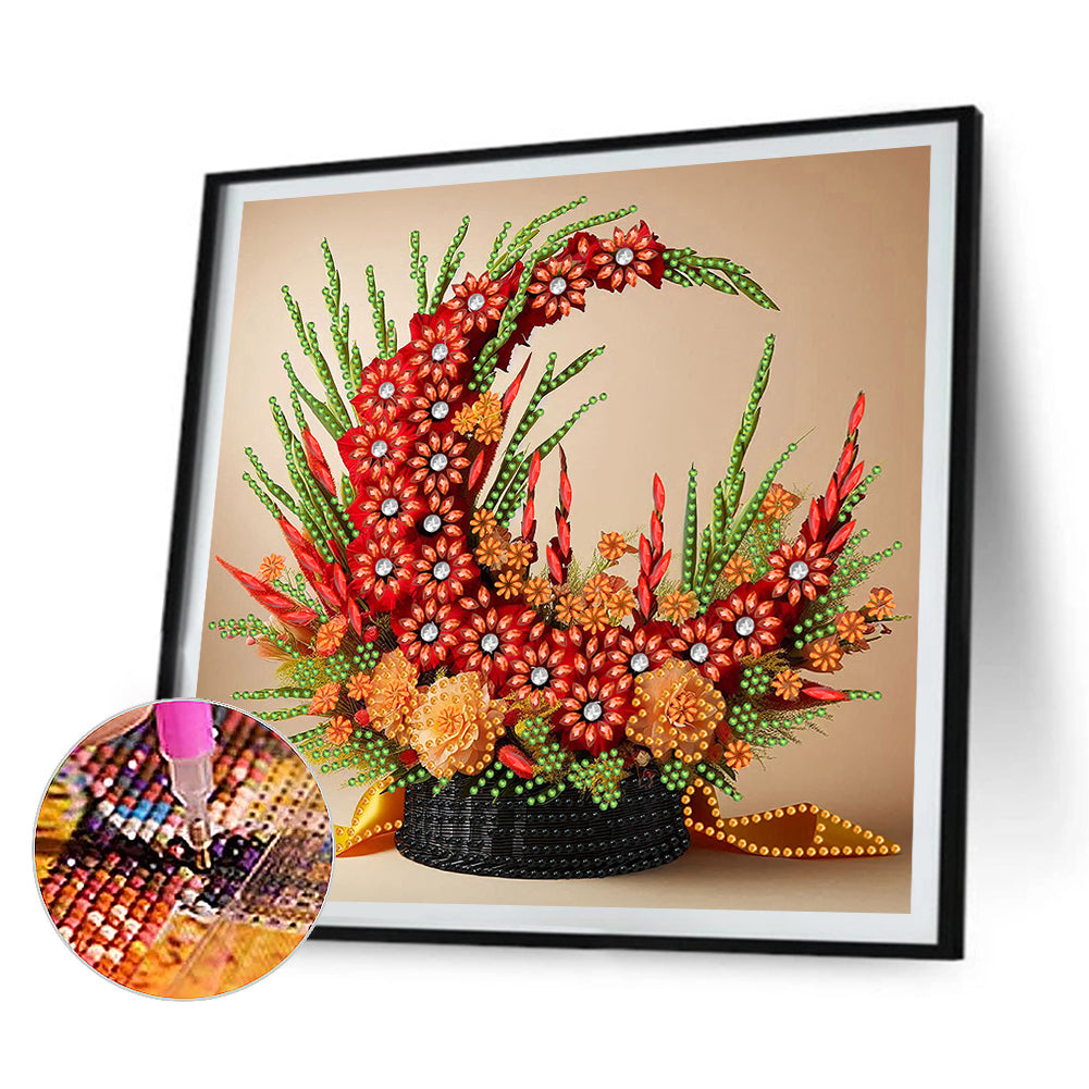Flower Basket - Special Shaped Drill Diamond Painting 30*30CM