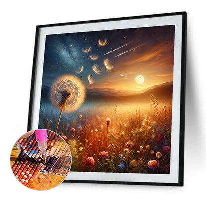 Dandelion Scenery - Full Round Drill Diamond Painting 40*40CM