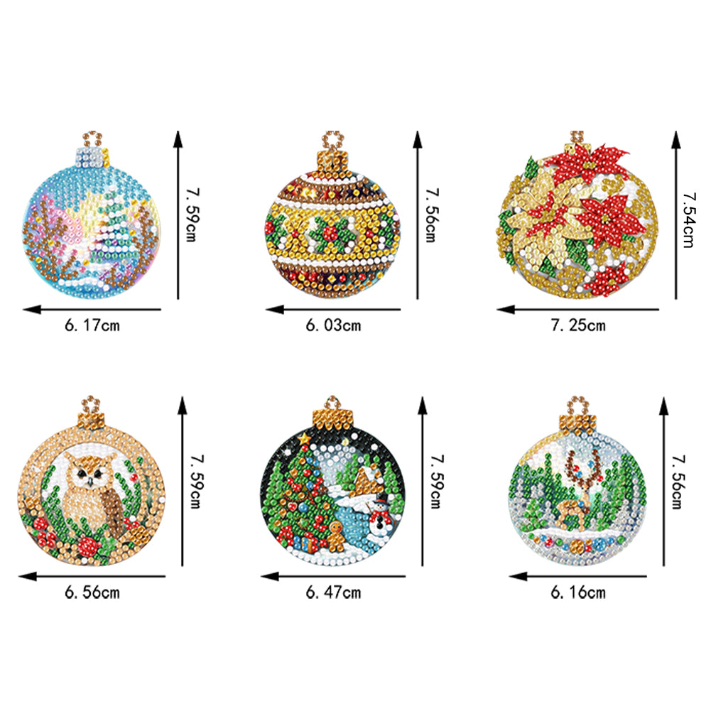 6pcs Xmas 2D Flat DIY Hanging Diamond Art Kits Window Hanging Art for Home Decor