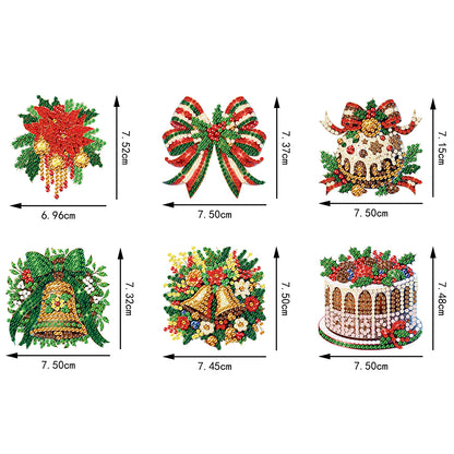 6pcs Xmas 2D Flat DIY Hanging Diamond Art Kits Window Hanging Art for Home Decor