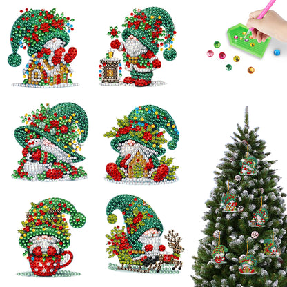 6pcs Xmas 2D Flat DIY Hanging Diamond Art Kits Window Hanging Art for Home Decor