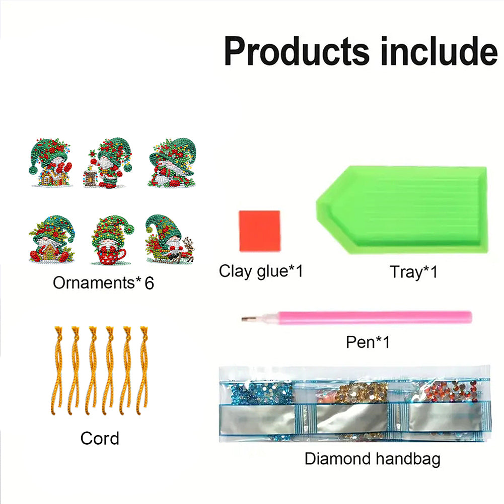 6pcs Xmas 2D Flat DIY Hanging Diamond Art Kits Window Hanging Art for Home Decor