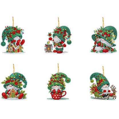 6pcs Xmas 2D Flat DIY Hanging Diamond Art Kits Window Hanging Art for Home Decor