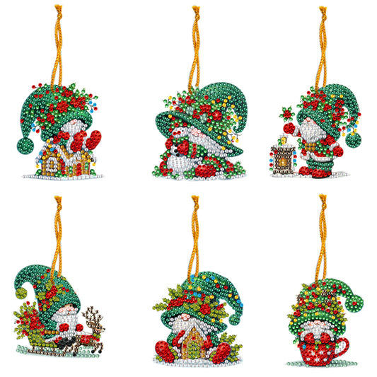 6pcs Xmas 2D Flat DIY Hanging Diamond Art Kits Window Hanging Art for Home Decor