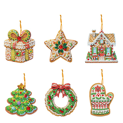 6pcs Xmas 2D Flat DIY Hanging Diamond Art Kits Window Hanging Art for Home Decor
