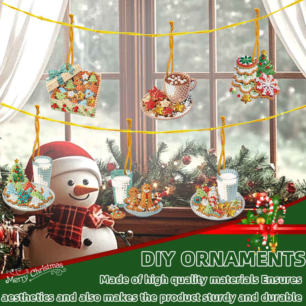6pcs Xmas 2D Flat DIY Hanging Diamond Art Kits Window Hanging Art for Home Decor