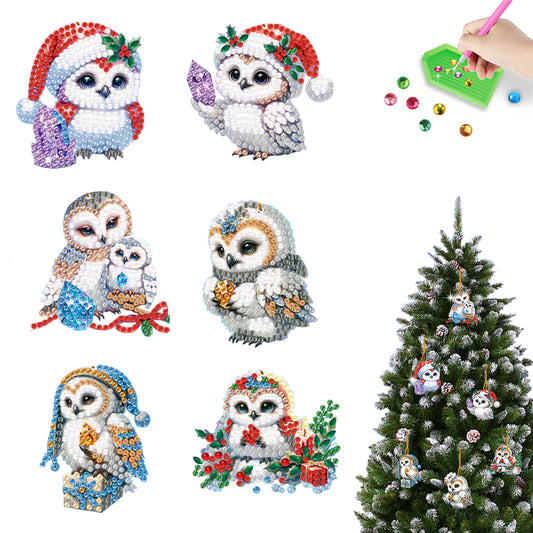 6pcs Xmas 2D Flat DIY Hanging Diamond Art Kits Window Hanging Art for Home Decor