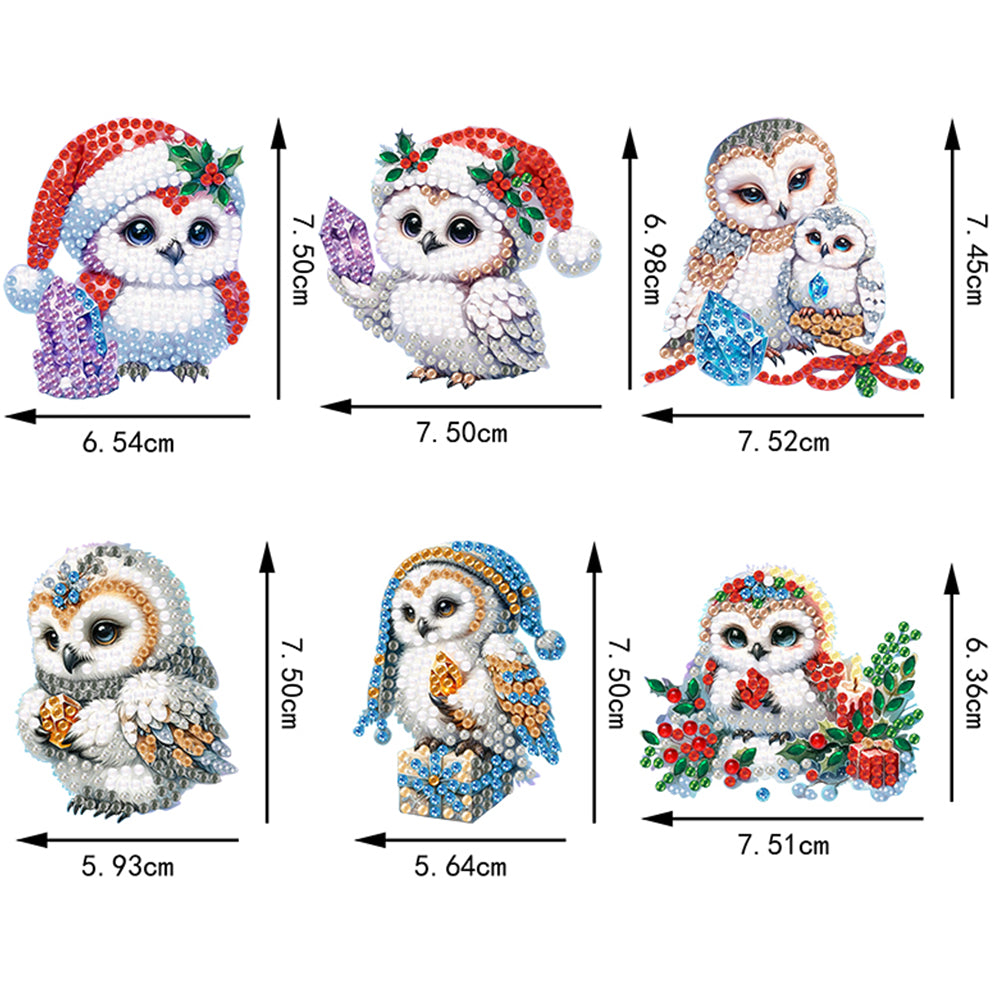 6pcs Xmas 2D Flat DIY Hanging Diamond Art Kits Window Hanging Art for Home Decor