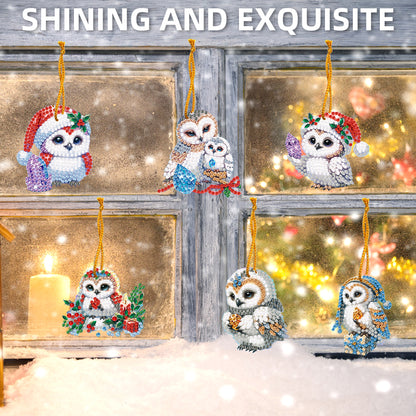 6pcs Xmas 2D Flat DIY Hanging Diamond Art Kits Window Hanging Art for Home Decor